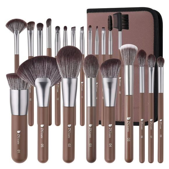 Juego de brochas de maquillaje DuCare Professional, 22 piezas, con bolsa sintética