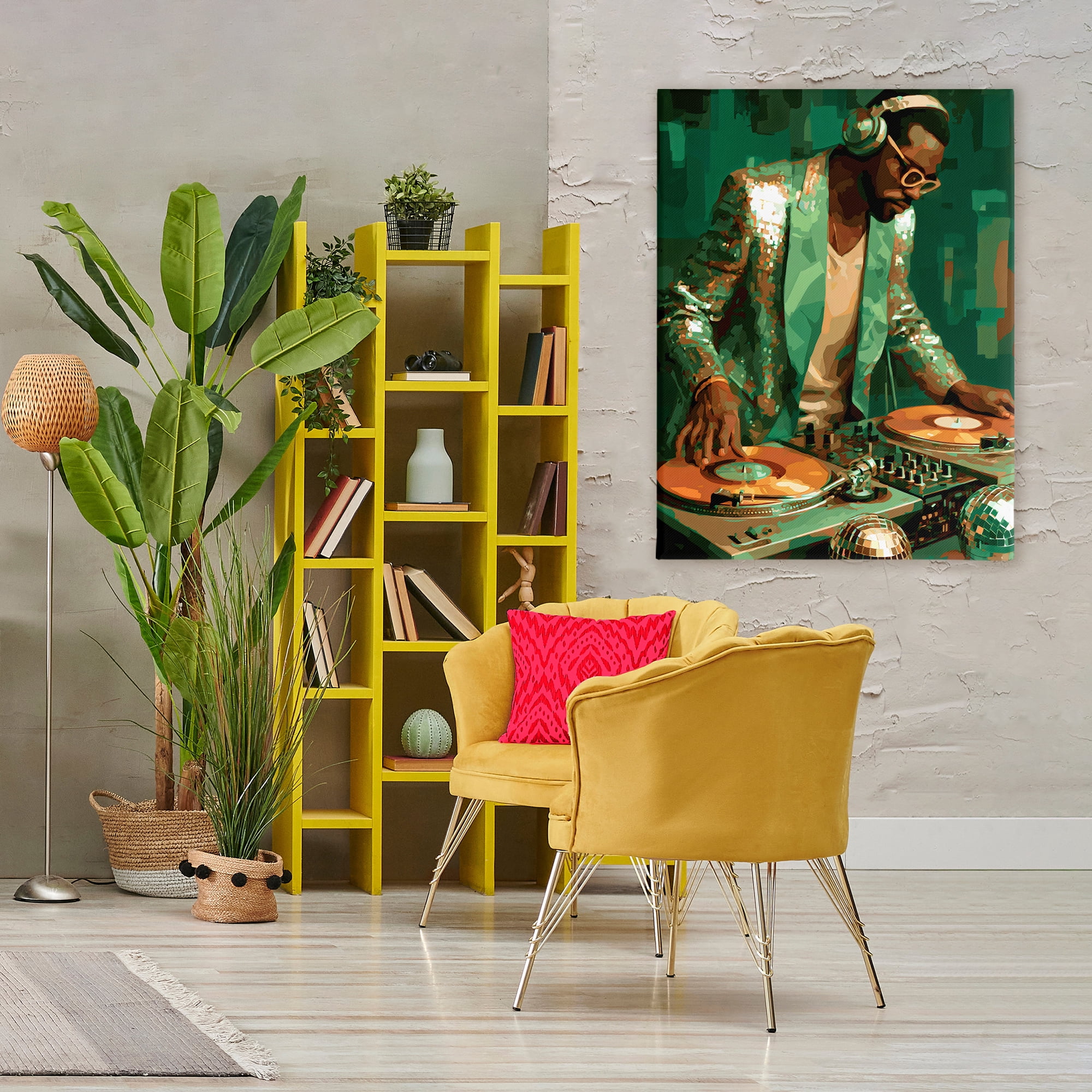 Stupell Industries Green Disco DJ Music Canvas Wall Art, design by Franklyn Gregory