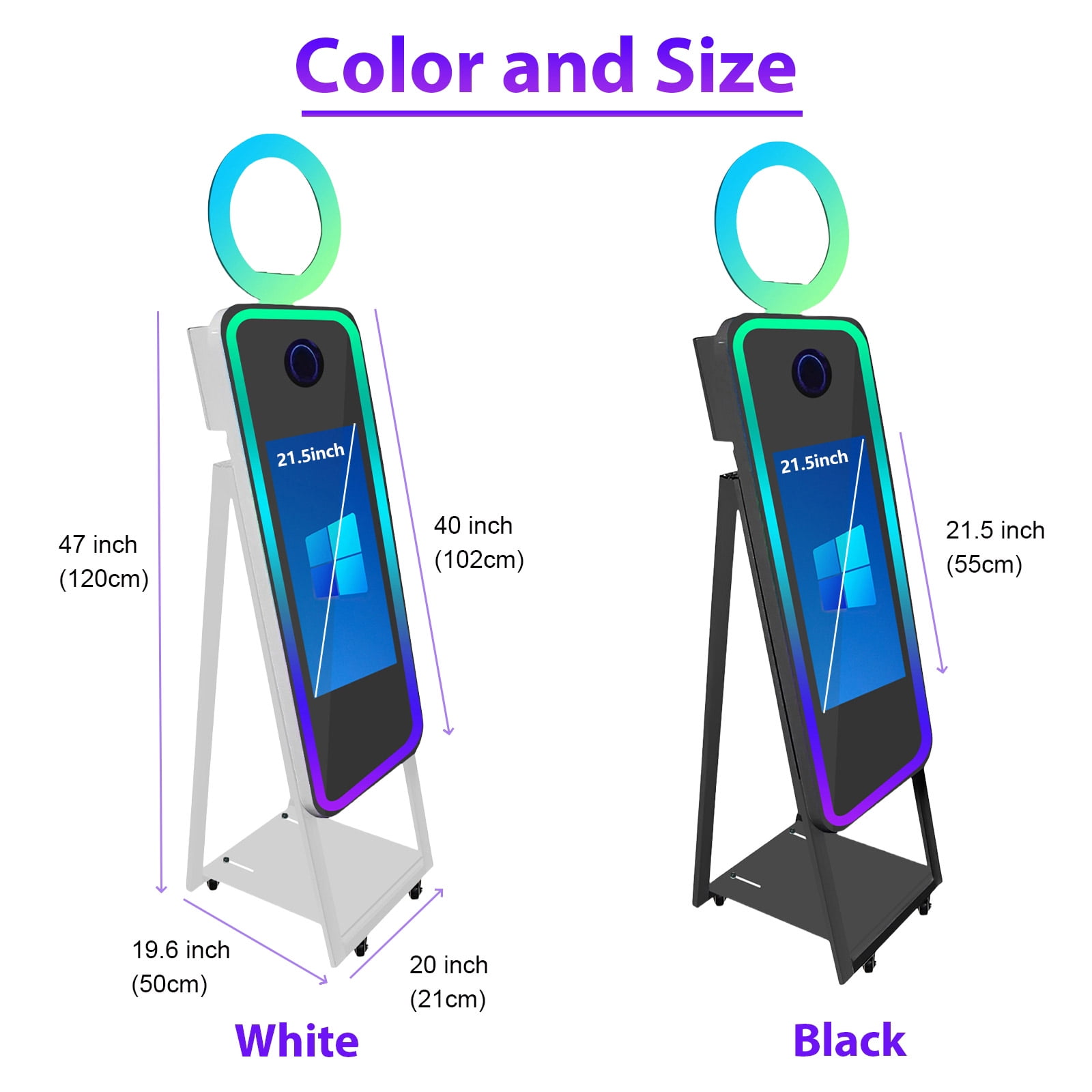 LivFiv 40inch Mirror Photobooth Machine with 21.5inch Touch Screen Selfie for Wedding Party Event