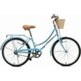 thumbnail image 2 of ACEGER 24 inch woman bike, single speed bicycle with rattan basket and rear rack, blue, 2 of 5