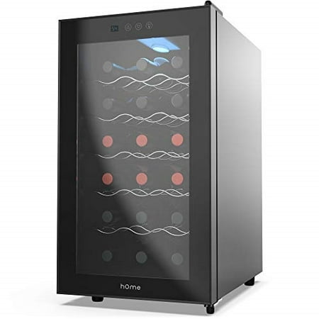 hOmelabs 18 Bottle Wine Cooler - Free Standing Single Zone Fridge and Chiller for Wines - Small Quiet Cooling Red and White Wine Refrigerator with Glass Door and Digital Temperature