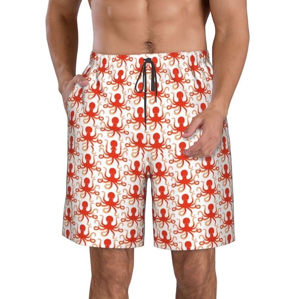 Balery Octopuses1 Traje de Baño Estilo Hawaiano para Hombre, Shorts de Secado Rápido con Bolsillos-Large