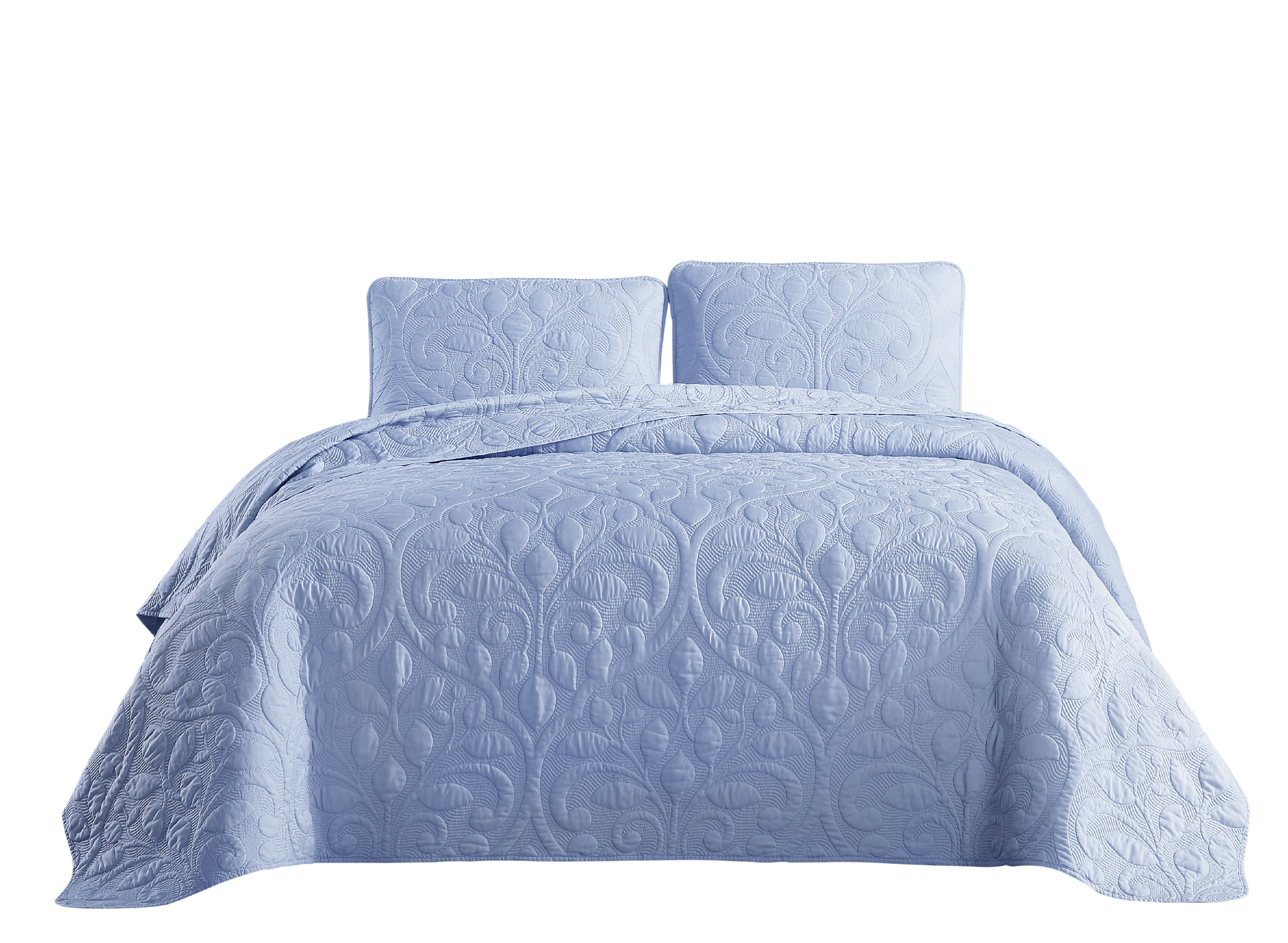 Cozy Beddings Tesla 3pc Coverlet Set Rayon From Bamboo Bed Cozy Beddings Tesla 3pc Coverlet Set Rayon From Bamboo Bed Cover Light Blue King Cal Size