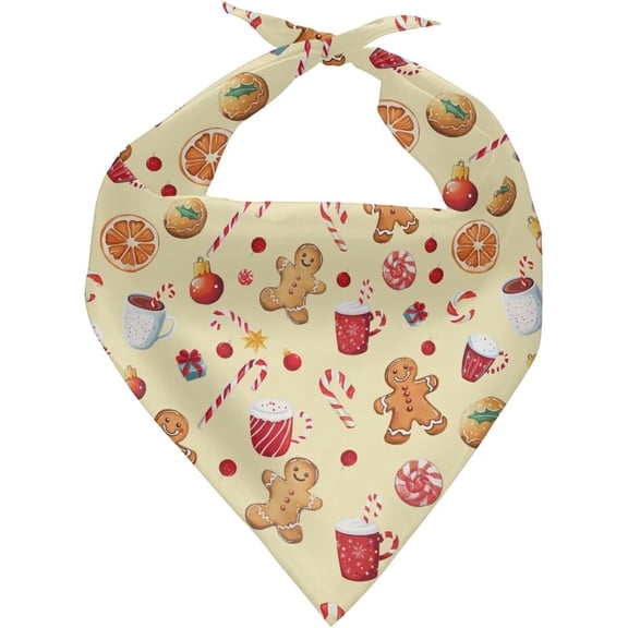 Christmas Dog Bandanas Girl Holiday Cute Gingerbread Soft Triangle Kerchief Washable Pet Bandana Portable Triangle Scarf