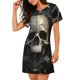 thumbnail image 2 of Fotbe Gold Pattern Skull Bata de Dormir para Mujer con Estampado, Camisón de Algodón de Manga Corta, Ropa de Dormir Casual, 2 of 6