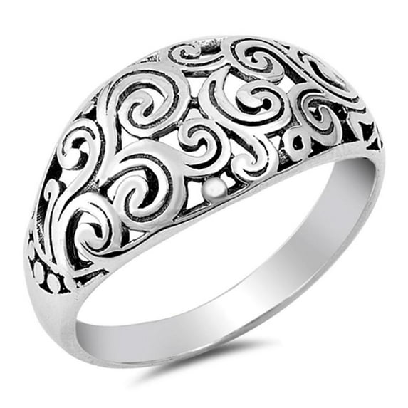 Victorian Filigree Swirl Vintage Ring .925 Sterling Silver Band Jewelry Female Male Unisex Size 5