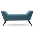 thumbnail image 2 of 52" Teal Fabric Bench - Upholstered Wide Seat Bench with Padded Cushion for Bedroom & Living Room Five, 2 of 11