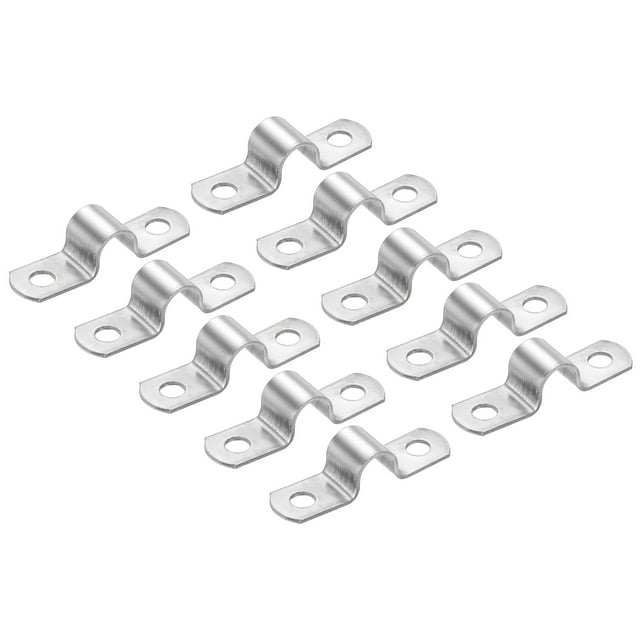 Unique Bargains 10mm Rigid Pipe Strap Clamp, 10 Pcs 304 Stainless Steel Two Hole U-shape Tube Clip