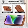 thumbnail image 4 of Dteck Crossbody Wallet Case for iPhone 15, RFID Blocking PU Leather Flip Card Holder Phone Case for Wmen Men, Brown, 4 of 8