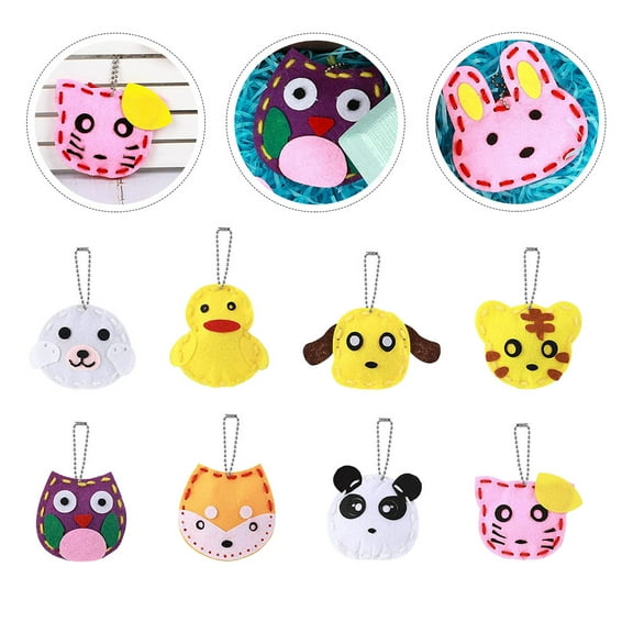 LEORX 8 Pcs Animal Backpack Charm Making Kit with Non-woven Fabrics for Birthday