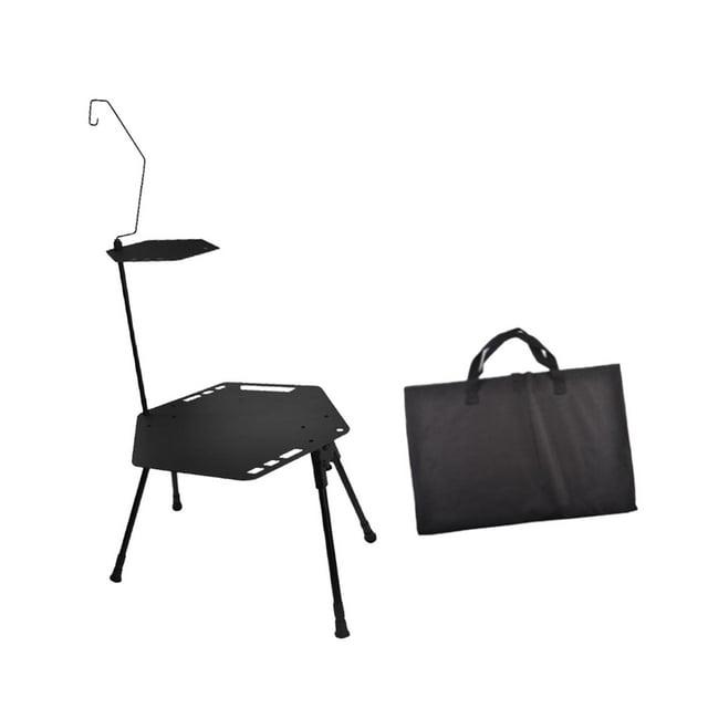 Mesa de camping, mesa plegable con soporte de luz, actualización, ajustable, portátil, estable al aire libre para mochileros, jardín, senderismo, pati , Negro DYNWAVEMX Mesa de pícnic