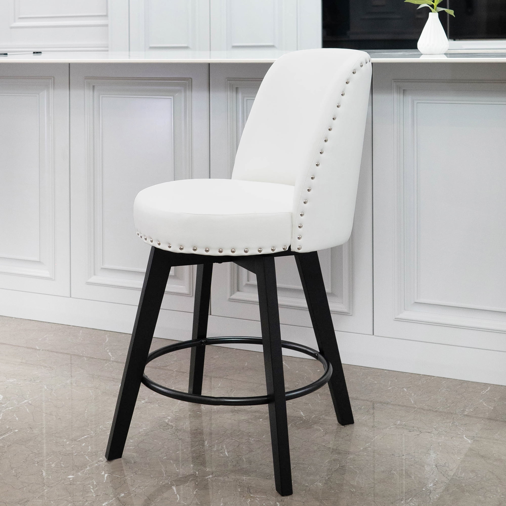 MINCETA Counter Stools,26" 360 Free Swivel High Back Full Back