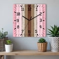 thumbnail image 6 of Pink Wood Grain Wooden Wall Clock Silent Non Ticking, Brown Vintage Mottled Country Stripes Square Wall Clocks Battery Operated, Decor Clock for Home Office, Living Room, Kitchen, 12 Inch, 6 of 9
