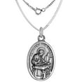 thumbnail image 3 of Sterling Silver St Joseph Medal Pendant Oxidized finish Oval 1 inch, 3 of 4