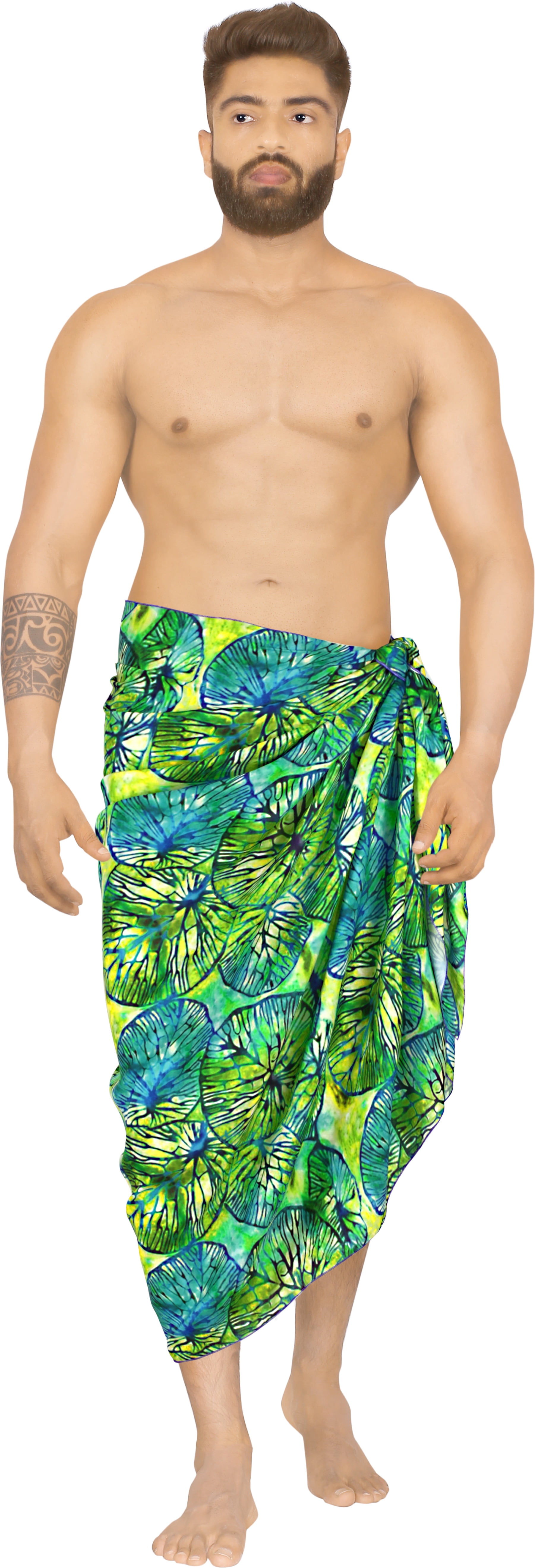 LA LEELA Men's Beach Swimsuits Wrap Sarong Swim Trunk Cover Up