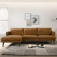 thumbnail image 2 of Allora Mid-Century Pillow Back Genuine Leather Left-Facing Sectional in Tan, 2 of 5