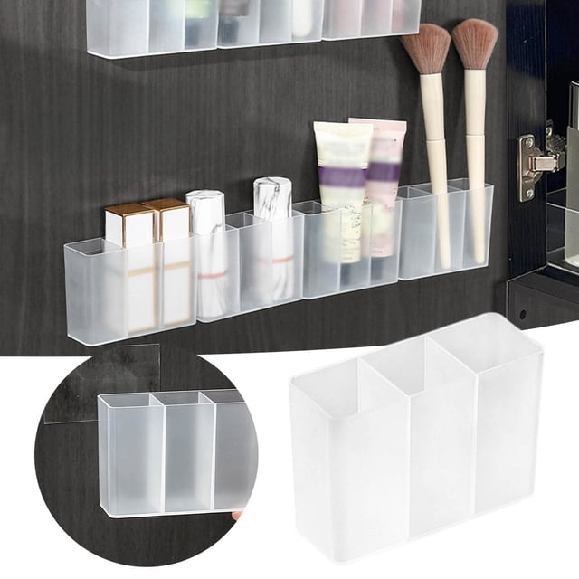 Organisateur de Rangement Mural pour la Maison et la Salle de Bain - Support Mural Gain de Place avec Support pour Pinceaux de Maquillage et Rouges à Lèvres - Installation Sans Perçage Gratuite - Étagère à Compartiments