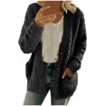 thumbnail image 1 of Women‘s Fleece Sweater Open Front Cardigan Plus Size Button Down Coat Winter Thermal Outwear Sweatshirt (XL  White), 1 of 6