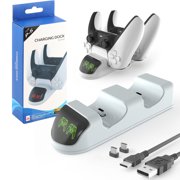 Etpark White PS5 Controller Charger, Charging Station for PlayStation 5 Controllers, Dual Charging Dock with LED Indicator