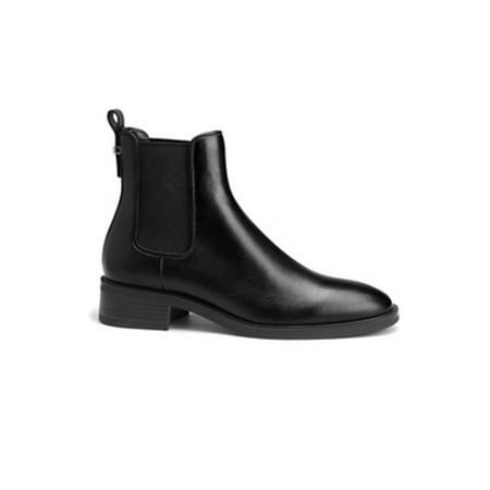 

SIMANLAN Chelsea Boots for Women Low Heel Fashion Ankle Bootie Double Elastic Mid Calf Short Fall Booties Wdie Black 7