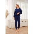 thumbnail image 2 of HEARTNICE Womens Pajamas Set, Fleece Lightweight Outfit Soft Lounge Pjs Cozy Sleepwear,(Navy,XL), 2 of 4