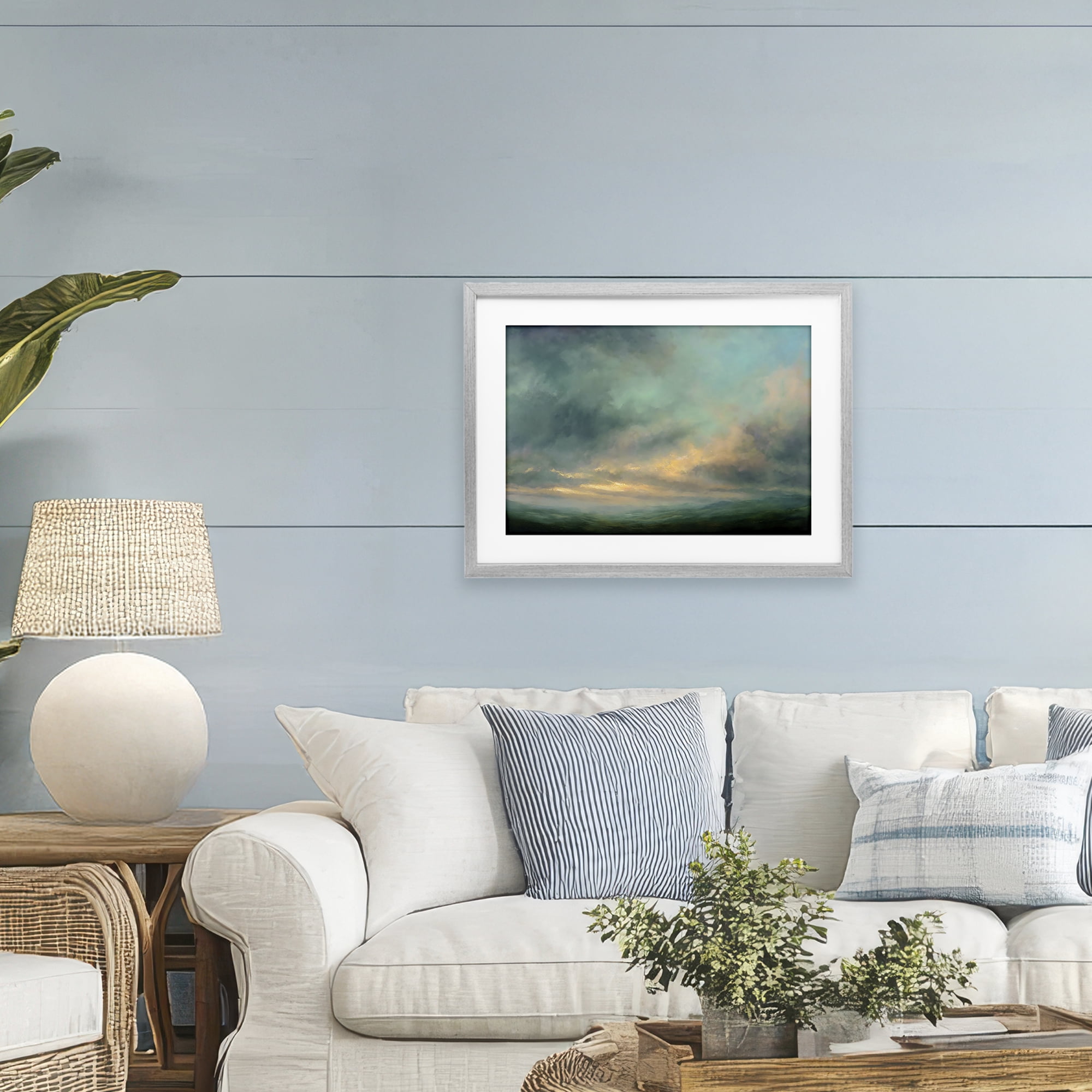 Stupell Industries Blue Toned Golden Hour Gray Framed Print Under Glass, design by Petal Prints Design