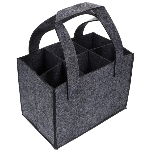 Portador de vino de 6 botellas con divisor, bolsa de mano para almacenamiento de vino de fieltro, bolsa de regalo de vino portátil, caja de almacenamiento de vino tinto con asa
