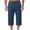 Navy—Mens Casual Shorts, variant on BVOFAR Capri Pants for Men Below Knee Length Elastic Waistband Work Crop Trousers Casual Summer Drawstring Capris with Pockets Khaki L