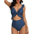 thumbnail image 1 of Charmo One Piece Bathing Suit for Women Ruffle Cut Out Swimsuits Strappy Monokinis, 1 of 6