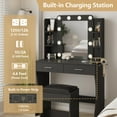 thumbnail image 4 of VEANERWOOD Makeup Vanity Desk Sets with Mirror 3 Lighting Color, Modern Dressing Table Set with 2 Large Drawers, Power Strip, Stool for Women Girls Bedroom, 4 of 7