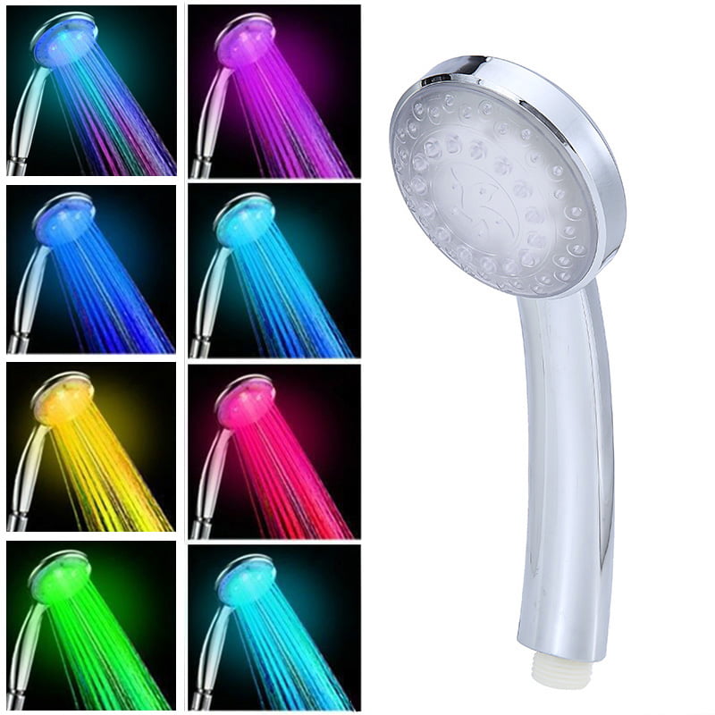 LED Shower Head 7 Colors Changing Water Glow Colorful Light Handheld Bathroom 