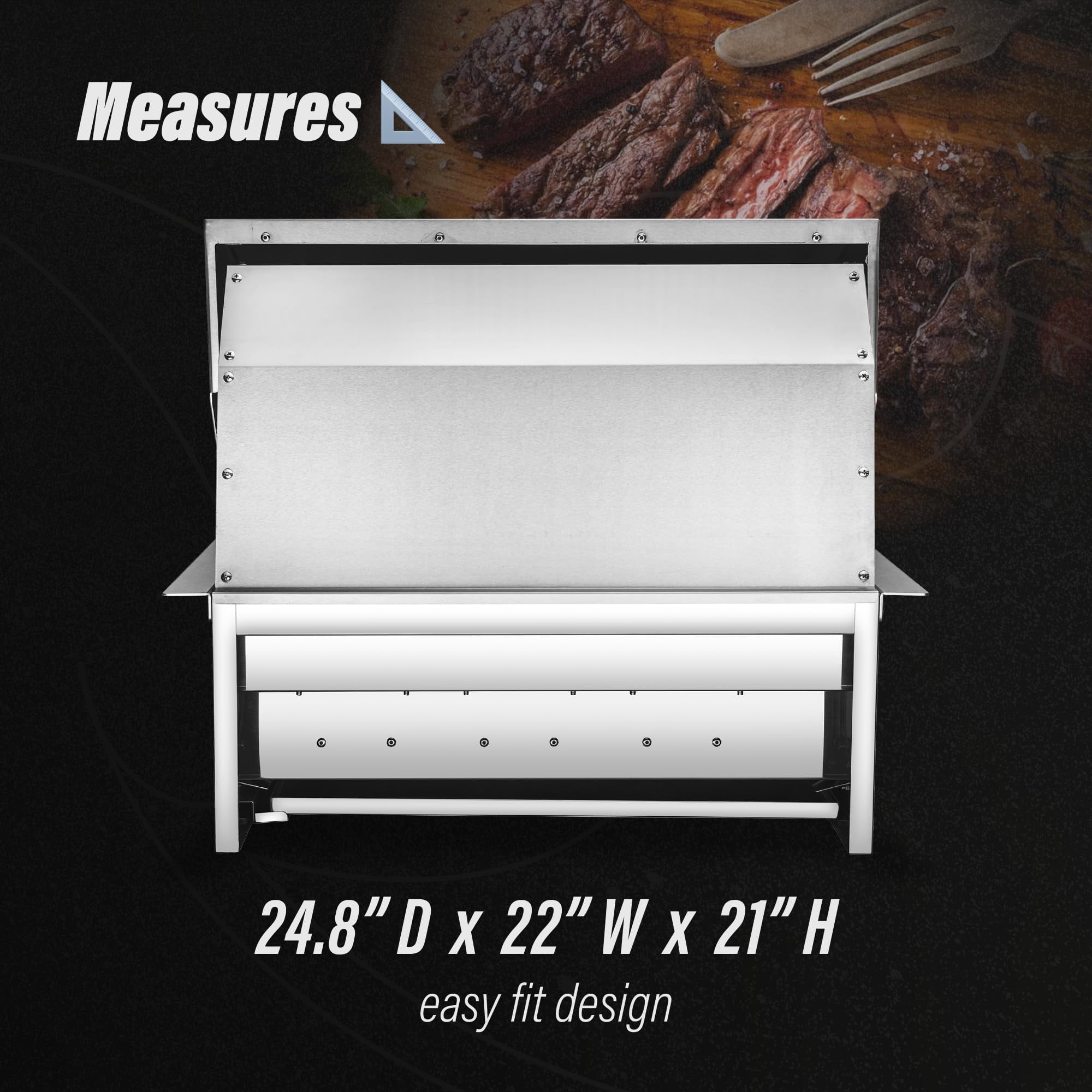Chaleur Grill Outdoor 23 in 3-Burner Built-in Natural Gas Grill, 30000 BTU, Stainless Steel