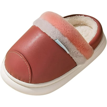 

Unisex Round Toe Soft Warm Solid Simple Slippers Fashion Cute Autumn Winter Boys Girls (c-Red#@492 4.5-5 Years Toddler)