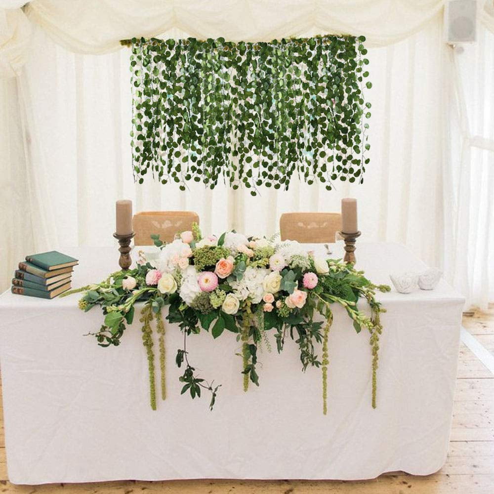 6.5Ft Artificial Greenery Garland Faux Silk Eucalyptus Vine Wreath
