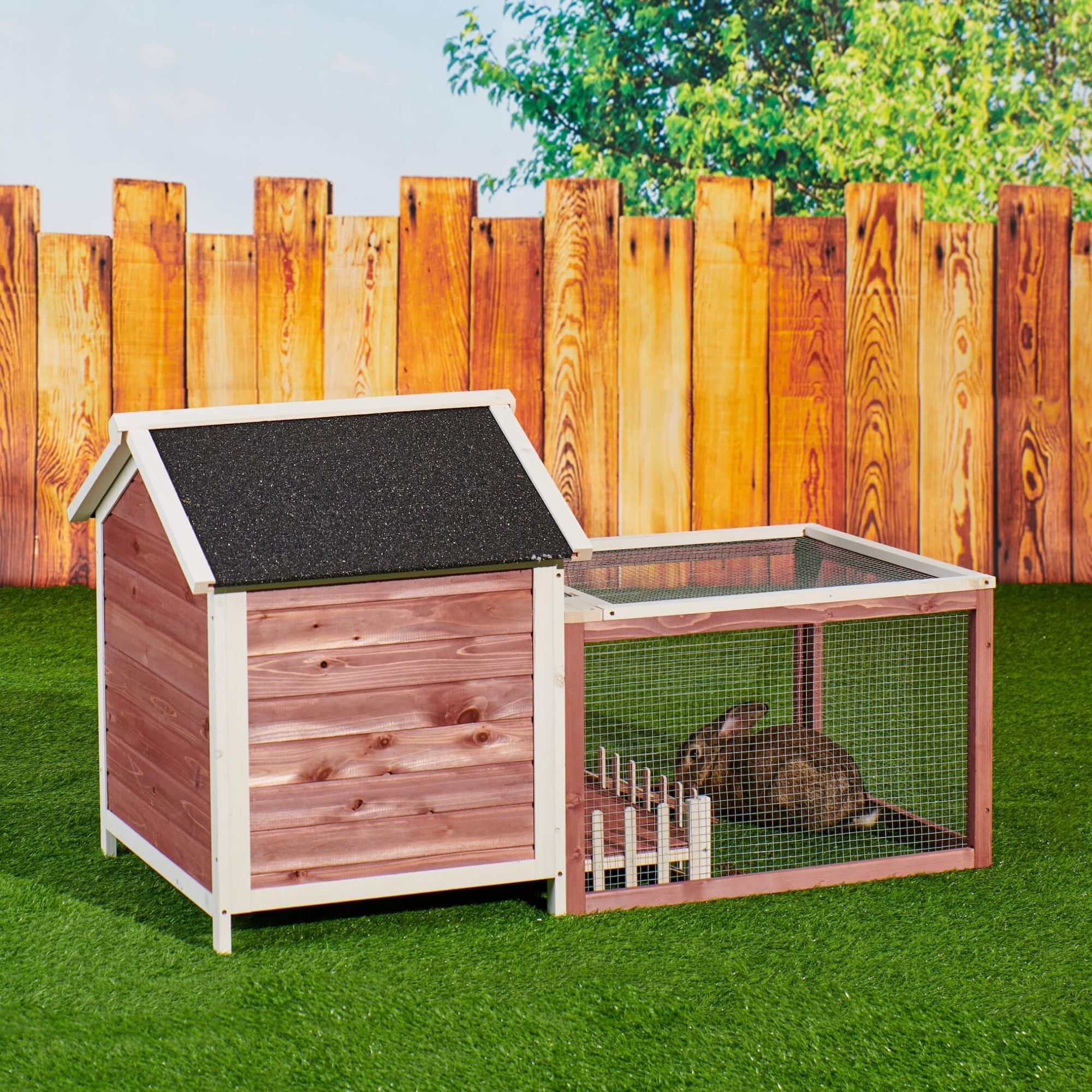 Kadyn Poultry Cage w/ Wire Fence, chicken coop Hutch Cage for Backyard and Outdoors, Auburn Kadyn Poultry Cage w/ Wire Fence, chicken coop Hutch Cage for Backyard and Outdoors, Auburn