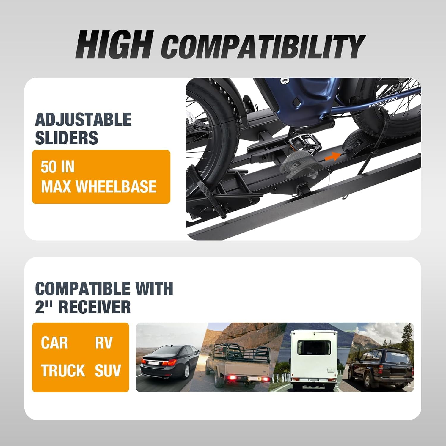 Ebike Rack Young 2-Bike Hitch Rack Holds 200 Lbs, Fits 5