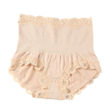 

YWDJ Postpartum Underwear Ladies Lace Graphene High-waisted Abdomen And Hips Comfortable Panties Beige F