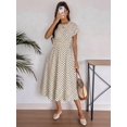 thumbnail image 6 of Womens Multicolor Polka Dot Ruched Waist Short Sleeve A-Line Vacation Dress, 6 of 9