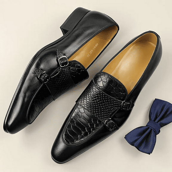 Men Fashion Loafers Handmade Genuine Faux Leather Dress Shoes with Rubber Sole and PU Insole