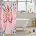 thumbnail image 3 of Manfei Pink Coquette Bow Shower Curtain 72Wx78L,Colorful Crown Floral Bath Curtain, 3 of 5