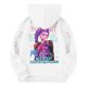 thumbnail image 3 of Moonsky Sudadera con capucha y cordón HUNTRX, estampado de grupo de chicas coreanas, jersey corto, suave y cómodo, top de manga larga para primavera y otoño. Blanco 140, 3 of 4