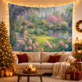 thumbnail image 3 of Impressionist Idyllic Garden with Left Weathered Stone, Mystical Fantasy for Space Lovers, Wall Decor, Valentine'S Day Gift, Tapestry Wall Hanging for Dorm and Living Room, 3 of 7