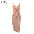 thumbnail image 2 of Vestido midi de fiesta de cóctel ajustado con abertura y manga larga con cuello en V para mujer Zhivalor BST2000103-3, 2 of 6