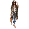 thumbnail image 4 of Floral Printing Women Open Front Irregular Casual Chiffon Cardigan Tops, 4 of 4