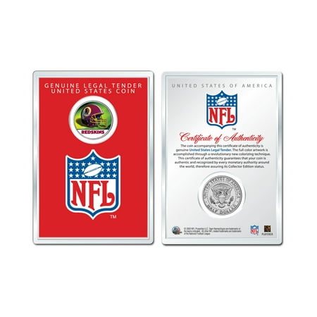 Military Coin Display - WASHINGTON REDSKINS NFL Helmet JFK Half Dollar Coin w/ NFL Display Case LICENSED