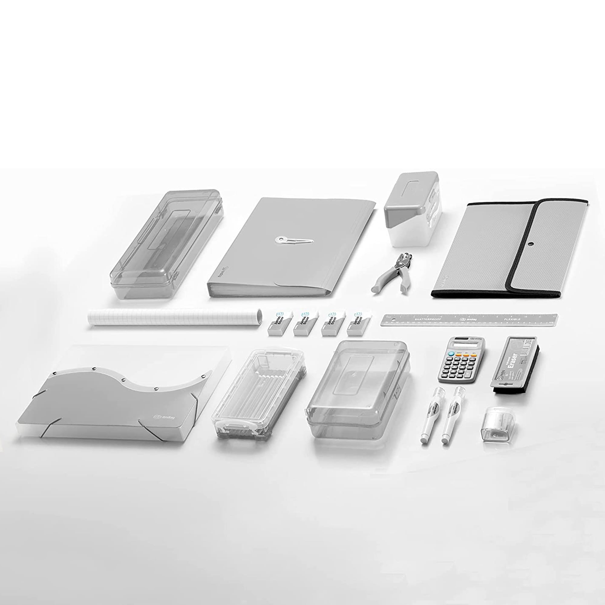 Enday 3 Inch Binder 3 Ring Binders with Pockets for Home, Office, School Supplies Organization, Gray 6 Pc