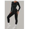 thumbnail image 2 of PISONIC Womens Long Sleeve Workout Jumpsuit Contouring Seams Backless Full Length Catsuit One Piece Bodysuit Yoga Rompers, 2 of 13