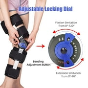 Hinged Knee Brace ROM Post Op Knee Immobilizer Adjustable Knee Immobilizer Support with Side Leg Stabilizers for Men and Women for Meniscus Tear, Arthritis, ACL, PCL, Osteoarthritis, Orthopedic Rehab