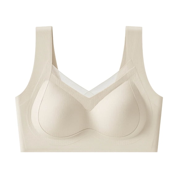Women Thick Strap Bra Support Mesh V Neck Seamless Bra Comfy Casual Daily Tops