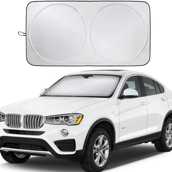 Car Windshield Sun Shade, 210T Polyester Foldable Front Window Sun Visor Protector, Blocks UV Rays and Heat Sun Protection Shield, Keep Your Vehicle Cool, Fits Sedans, Mid-Size SUV (Medium)
